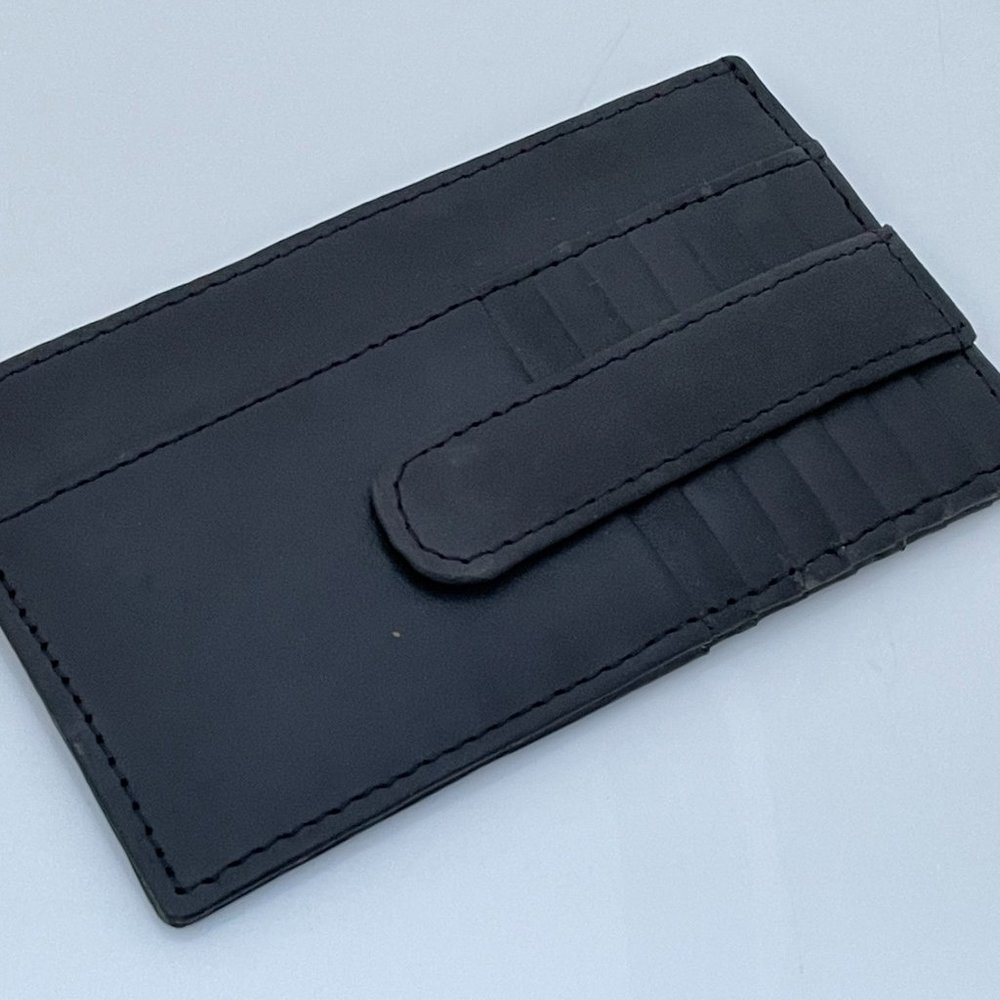 Card Holders Wallet Black Genuine Leather Handmade - Picture 2 of 10